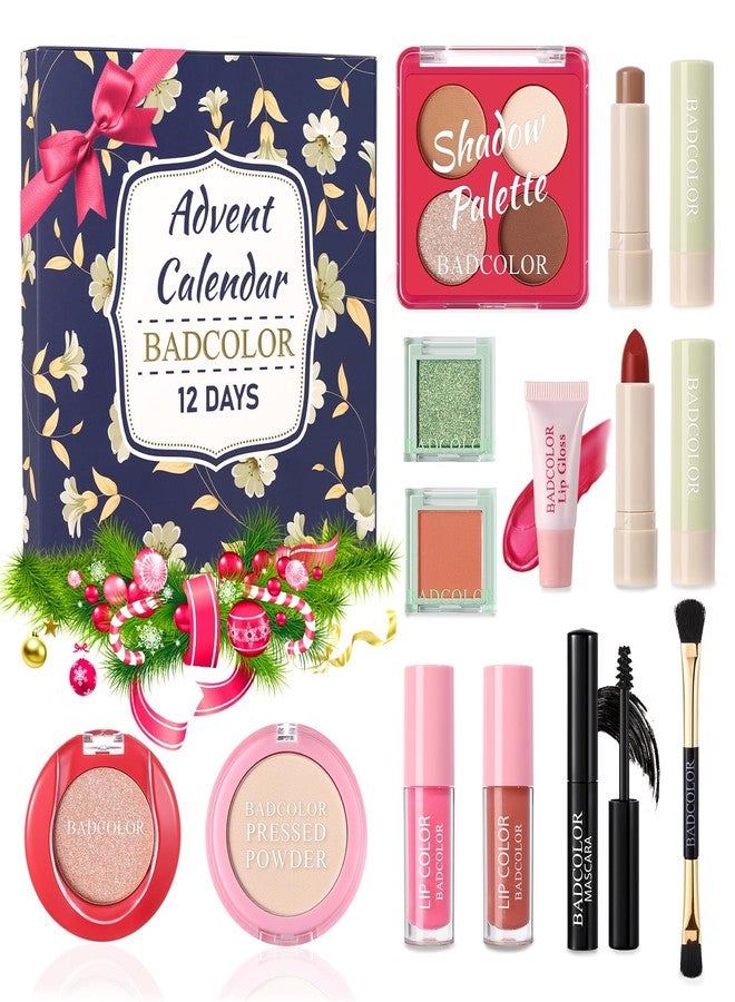 BADCOLOR Advent Calendar 2025, 12 Days Christmas Countdown Calendar - Individually Boxed Makeup Gift Set, Xmas Beauty & Cosmetics Surprise Full Makeup Kit for Women Teen Girls - Image 1